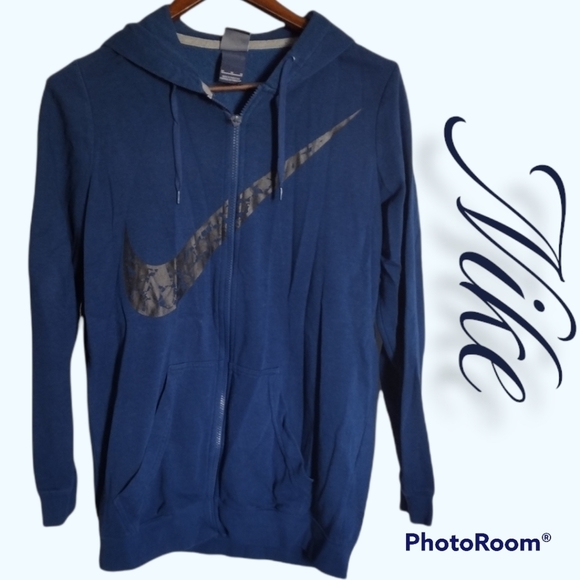 Nike Tops - Nike medium jacket hooded zip dark blue large
